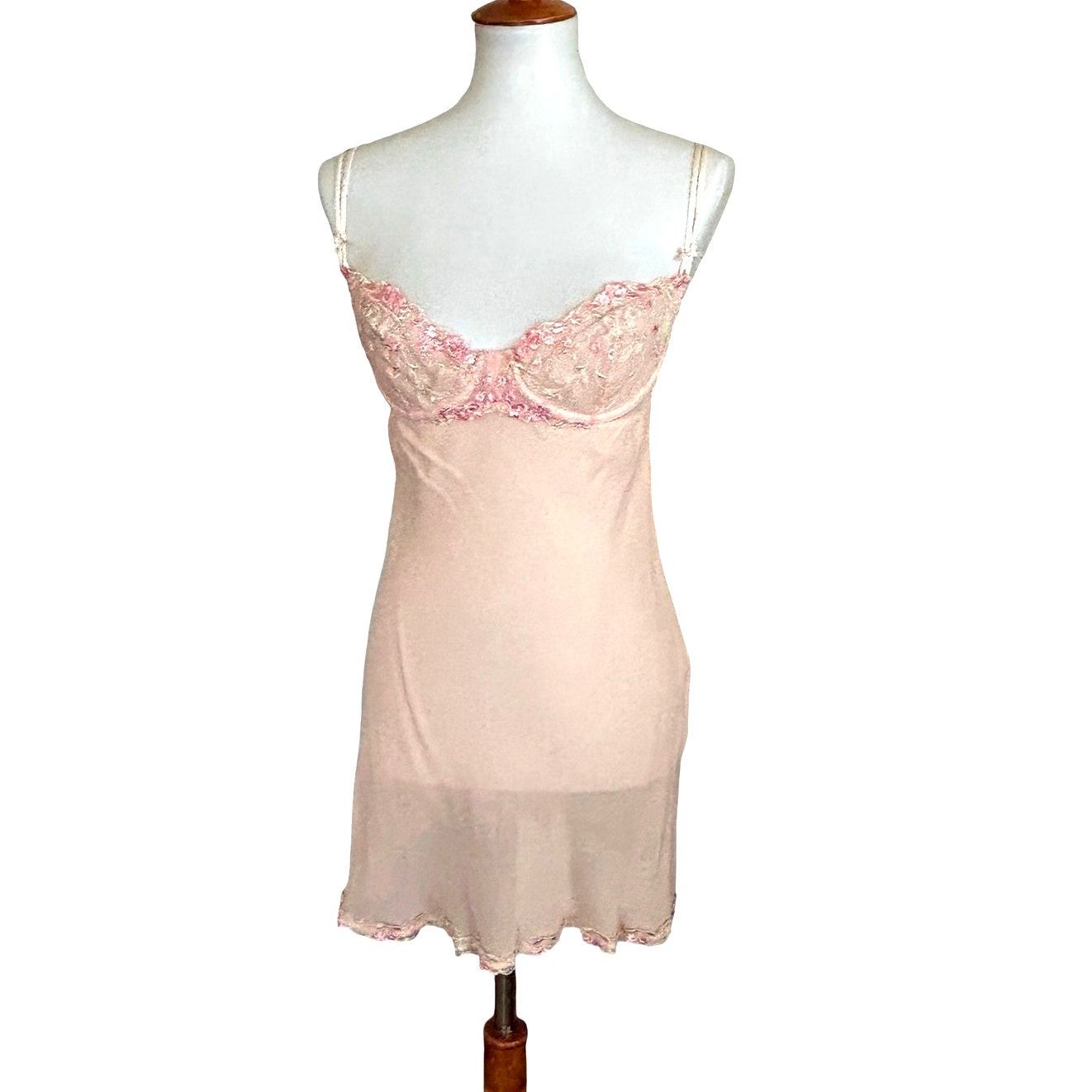 Rare Vintage 90s Victorias Secret Silk Chiffon Babydoll Chemise 36c